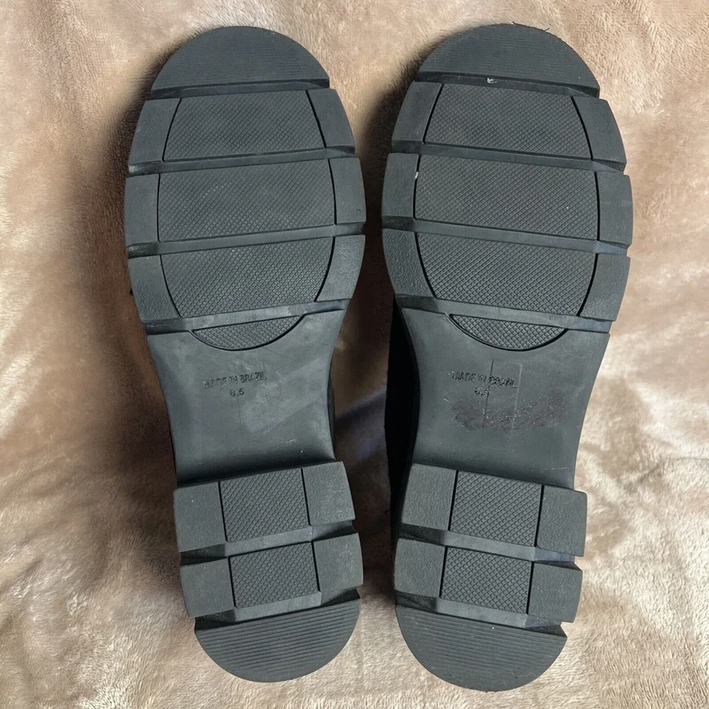 Golo Platform Oxford Women 8.5 Black Excellent Suede Lug Sole Contrast Stitching